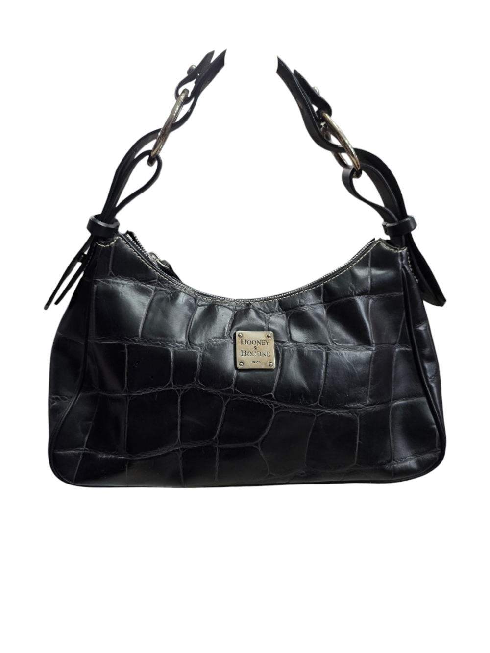 #142 VINTAGE HARRISON Dooney & Bourke Black Croc-Embossed Shoulder Bag